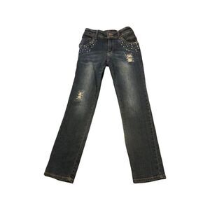 Freestyle Revolution Distressed Skinny Jeans with Rhinestones